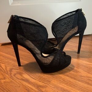 Jessica Simpson Elegant Black Lace Stiletto Heels
